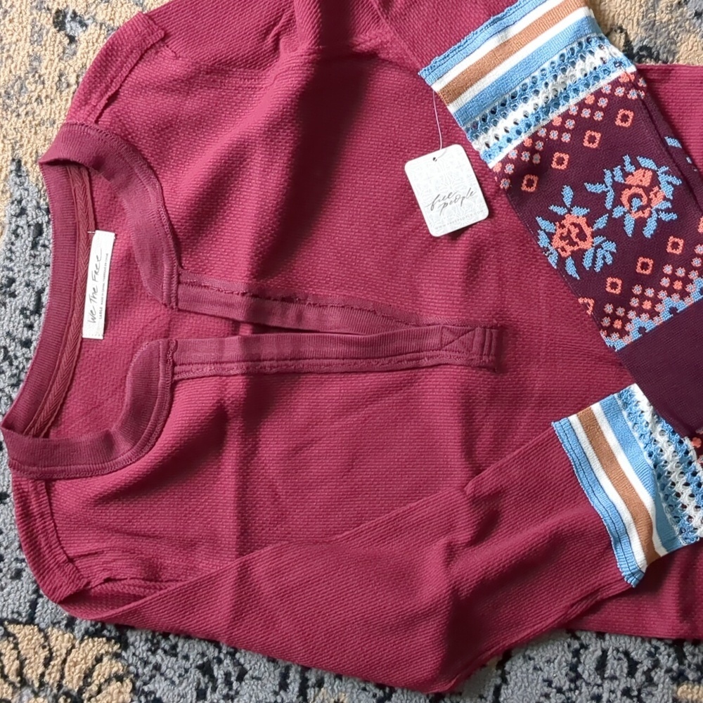 Anthropologie We the Free top Mikah layering cuff wine combo - Picture 6 of 10